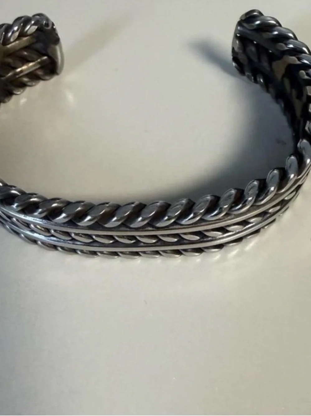 Vintage Heavy Stainless Steel Southwestern Cuff Bracelet Artisan Welded - 8”